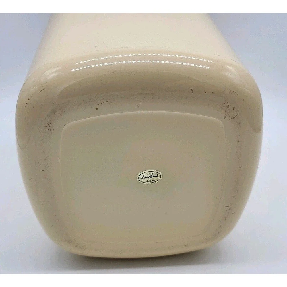 Vtg Andre Richard Japan Waste Basket Almond Tan Retro 7.75